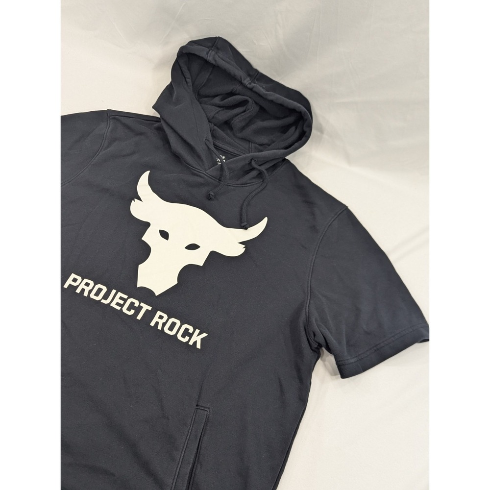Under Armour Project Rock Terry Hoodie Men's Large Black S/Sleeve Pullover Gym